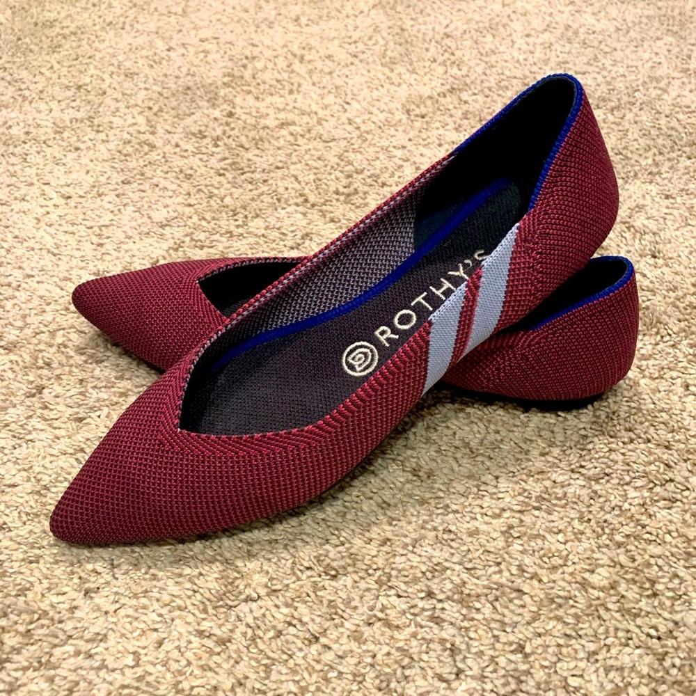 Rothy’s Magenta Racing Stripe Points Size 8